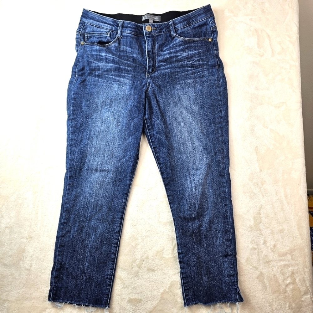 Wit & Wisdom Jeans Women’s 14 Denim Frayed Distressed Hem Boyfriend Cut